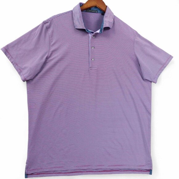 Greyson Polo Shirt Mens XL Purple Blue Striped Performance Golf Stretch Sporty - Picture 1 of 6